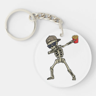 Funny Dabbing Skeleton French Fries Teacher Gift  キーホルダー