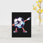 Funny Dabbing Soccer Ball Cartoon Srt Gift Kids Bo カード (黄色い花)