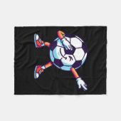 Funny Dabbing Soccer Ball Cartoon Srt Gift Kids Bo フリースブランケット (正面(横))