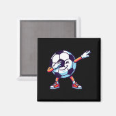 Funny Dabbing Soccer Ball Cartoon Srt Gift Kids Bo マグネット (正面/裏面)