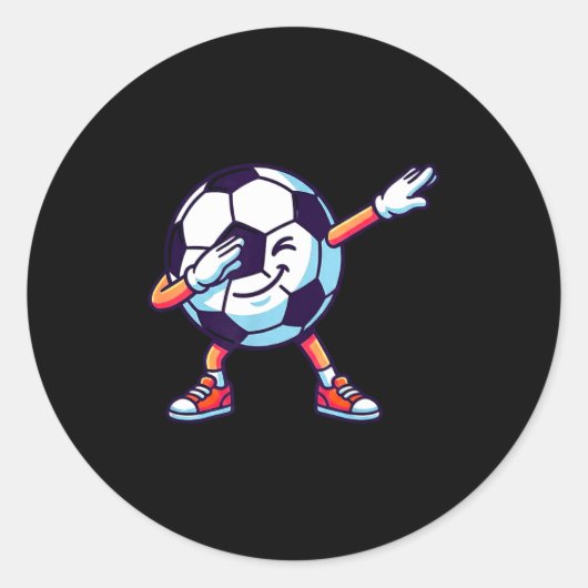 Funny Dabbing Soccer Ball Cartoon Srt Gift Kids Bo ラウンドシール (正面)
