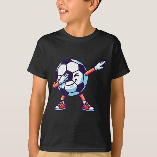 Funny Dabbing Soccer Ball Cartoon Srt Gift Kids Bo Tシャツ (正面)