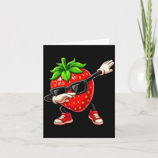 Funny Dabbing Strawberry Summer Fruit Lover Men Wo カード (正面)