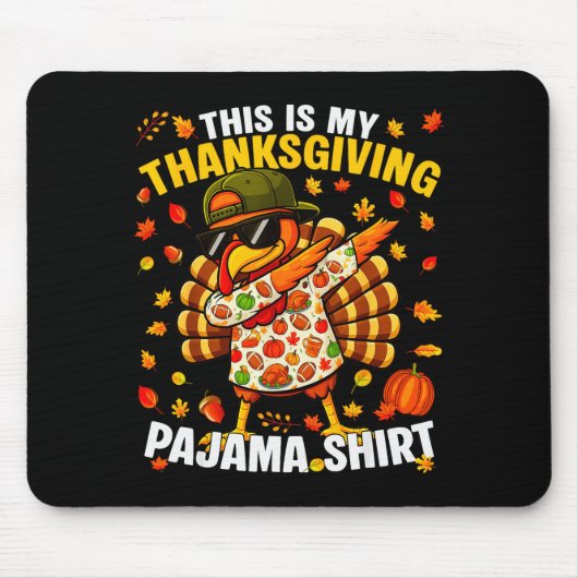 Funny Dabbing Turkey Thanksgiving Pajamas Pjs Srts マウスパッド (正面)