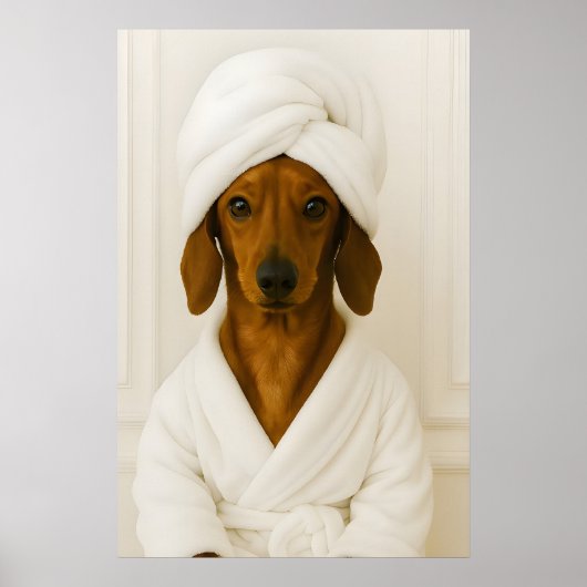Funny Dachshund Bathroom Print, Dachshund In ポスター (正面)