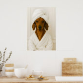 Funny Dachshund Bathroom Print, Dachshund In ポスター (キッチン)