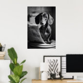 Funny Dachshund Bathroom Print, Reading Dog ポスター (ホームオフィス)