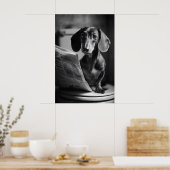 Funny Dachshund Bathroom Print, Reading Dog ポスター (キッチン)