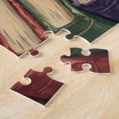 Funny Dachshund Bookstore Reading Dog Lover Art ジグソーパズル (側面)