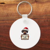 Funny Dachshund Christmas Dear Santa I Can Explain キーホルダー (正面)