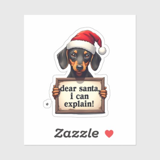Funny Dachshund Christmas Dear Santa I Can Explain シール (シート)