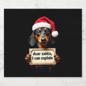 Funny Dachshund Christmas Dear Santa I Can Explain スパークリングワインラベル (シングルラベル)