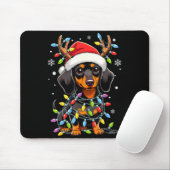 Funny Dachshund Christmas Lights Santa Hat Xmas  マウスパッド (マウス)