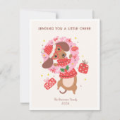 Funny Dachshund Dog Christmas  シーズンカード (正面)