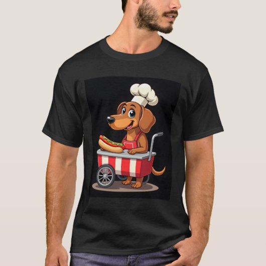 Funny Dachshund Dog Hotdog Sandwich Weenie Sausage Tシャツ (正面)