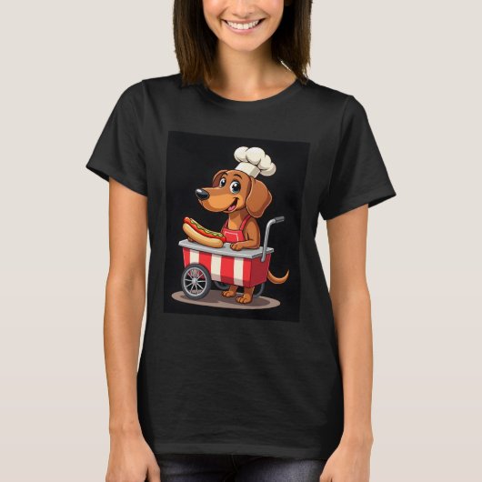 Funny Dachshund Dog Hotdog Sandwich Weenie Sausage Tシャツ (正面)