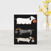 Funny Dachshund Ghost Halloween Soky Season Weenie カード (黄色い花)