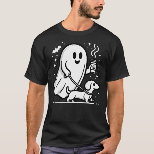 Funny Dachshund Ghost Halloween Spooky Season Ween Tシャツ (正面)