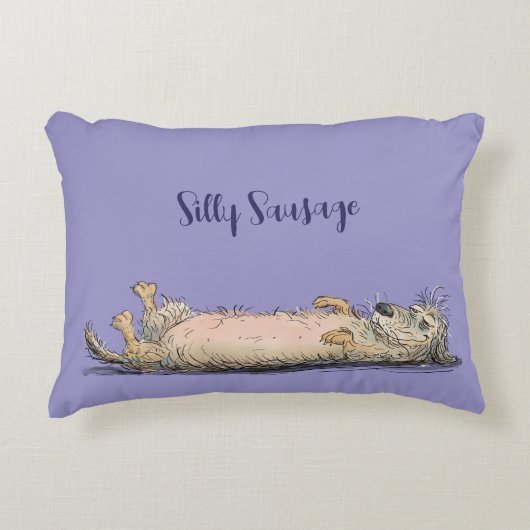 Funny Dachshund Sausage Dog Pillow アクセントクッション (正面)