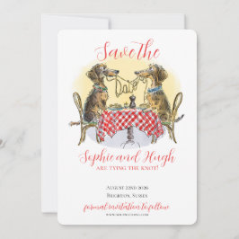 Funny Dachshund Save The Date Dog Lovers Card セーブザデート
