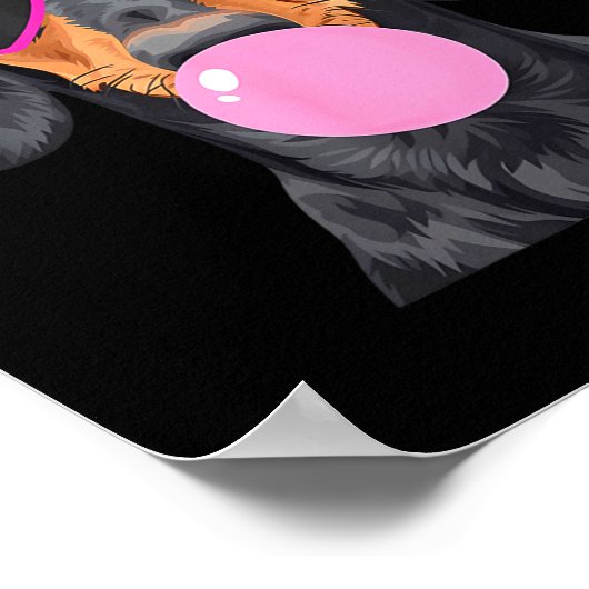 Funny Dachshund Wearing Gles And Blowing Nk Bubble ポスター (角)