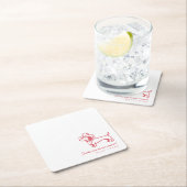 Funny Dachshund Wedding Coaster スクエアペーパーコースター (インサイチュ)