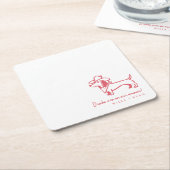Funny Dachshund Wedding Coaster スクエアペーパーコースター (アングル)
