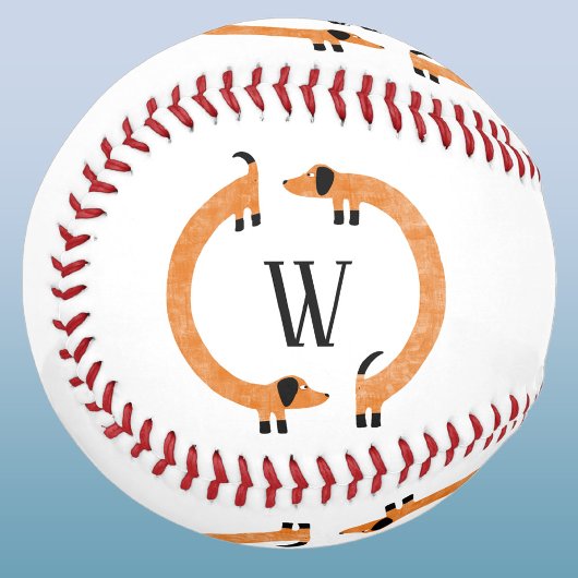 Funny Dachshund Wiener Sausage Dog Monogram 野球ボール