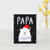 Funny Dad Bear Christmas Saint Hat Couples Family  カード (黄色い花)