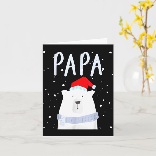 Funny Dad Bear Christmas Saint Hat Couples Family  カード (黄色い花)