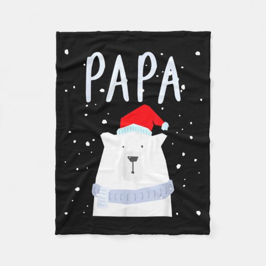 Funny Dad Bear Christmas Saint Hat Couples Family  フリースブランケット (正面)
