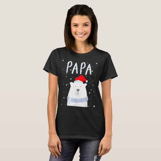 Funny Dad Bear Christmas Saint Hat Couples Family Tシャツ (正面フル)