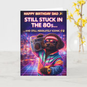 Funny Dad Birthday Card 80s Retro Dog カード (黄色い花)