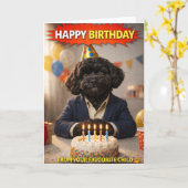 Funny Dad Birthday Card Dog Favourite Child カード (黄色い花)