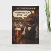Funny Dad Birthday Card Dog Pub Joke Cockapoo カード (正面)