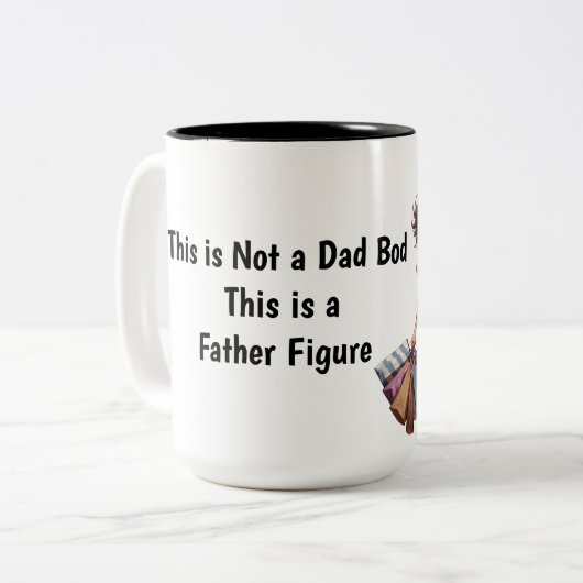 Funny Dad Coffee “Father Figure”  Dad Bod Mug ツートーンマグカップ (正面左)