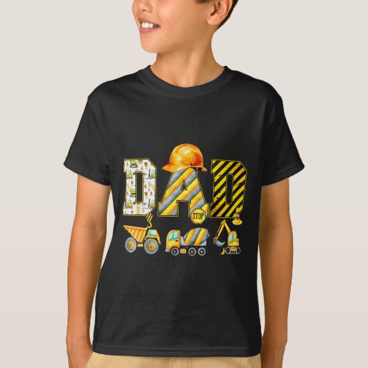 Funny Dad Construction Excavator Kids Matching Fam Tシャツ (正面)