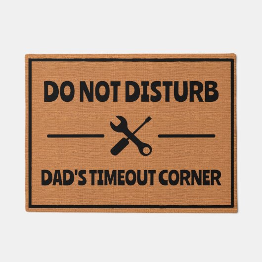 Funny Dad Man Cave Garage Humor Rustic Minimalist ドアマット (正面)