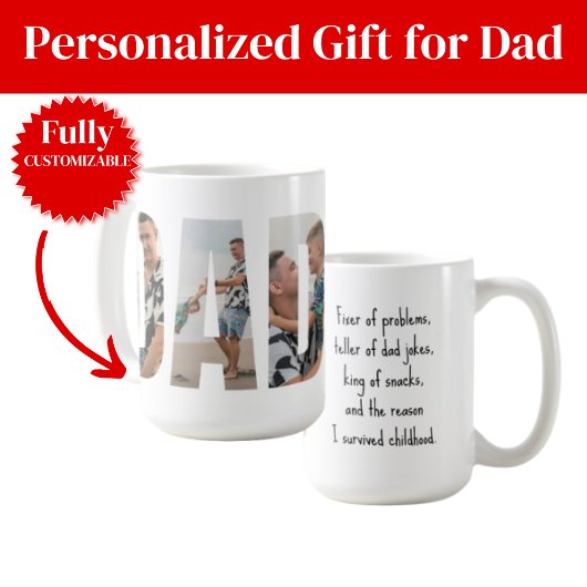 Funny Dad Mug – Fixer of Problems & King of Snacks コーヒーマグカップ