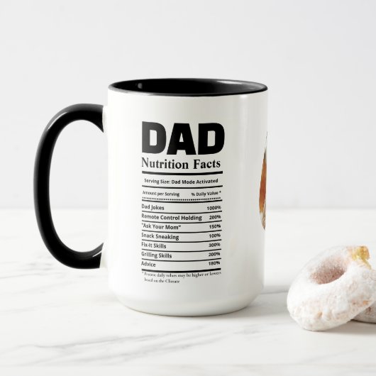 Funny Dad Nutrition Facts with Photos マグカップ (ドーナツ付き)