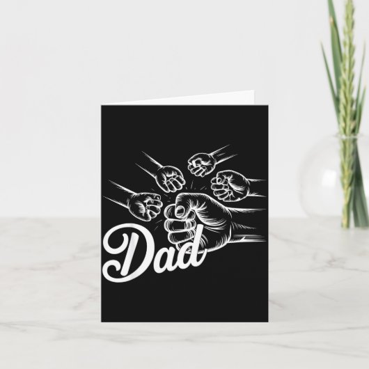 Funny Dad Of Four Toddler Kids Fathers Day Fist Bu カード (正面)