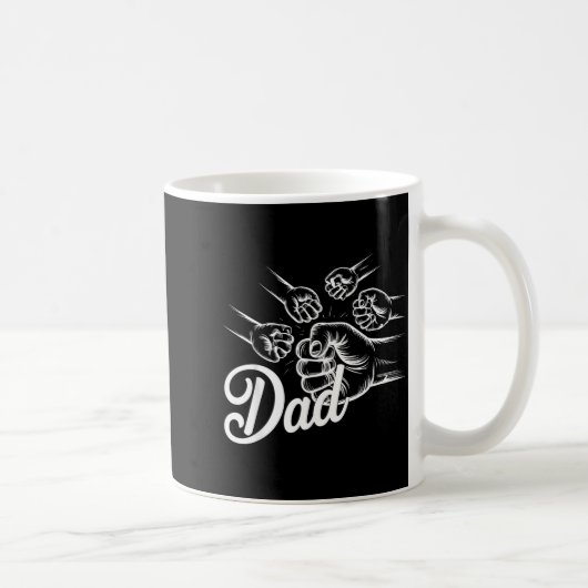 Funny Dad Of Four Toddler Kids Fathers Day Fist Bu コーヒーマグカップ (右)