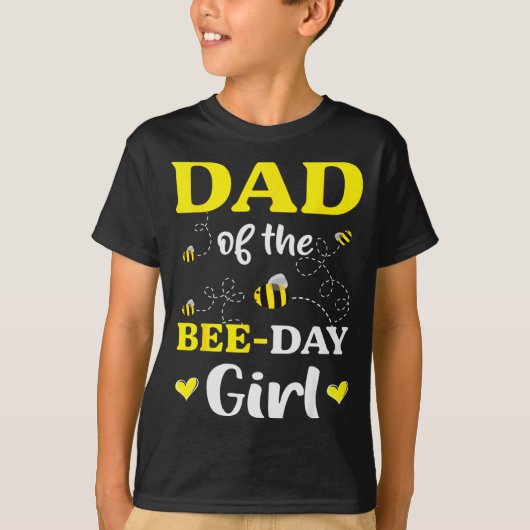Funny Dad Of The Bee Day Girl Birthday Tシャツ (正面)
