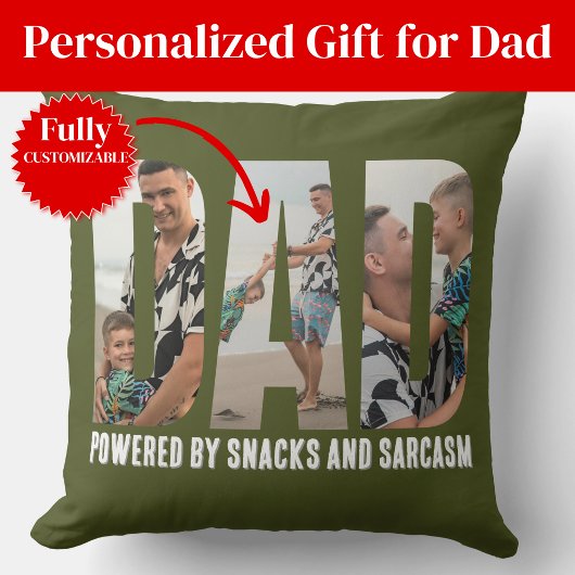 Funny Dad Photo Collage Throw Pillow クッション