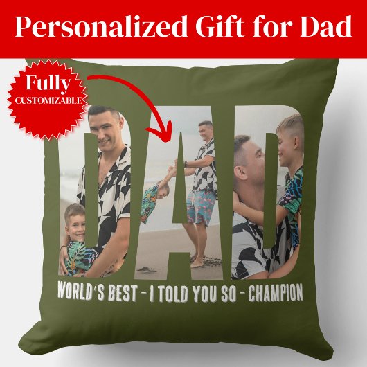 Funny Dad Photo Throw Pillow Humor Prank Joke クッション