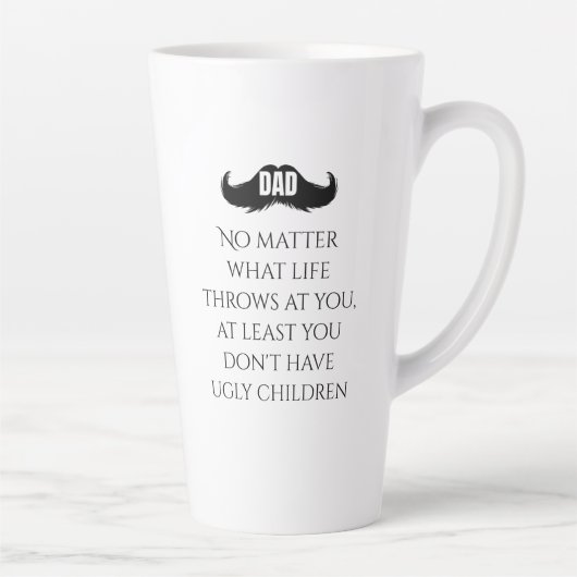 Funny Dad Quote Mustache Art カフェラテマグ (右)