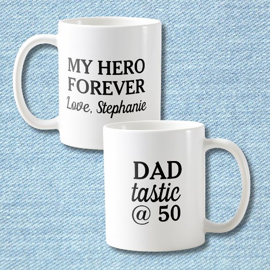 Funny Dad Tastic @50 Hero Forever 50th Birthday コーヒーマグカップ