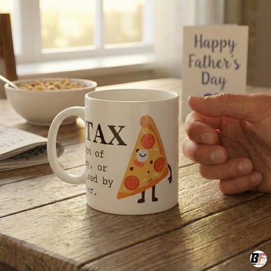 Funny "Dad Tax" Definition & Cute Pizza Graphic Cu コーヒーマグカップ