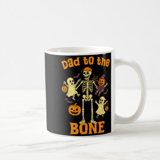 Funny Dad To The Bone Skeleton With Kids Halloween コーヒーマグカップ (右)