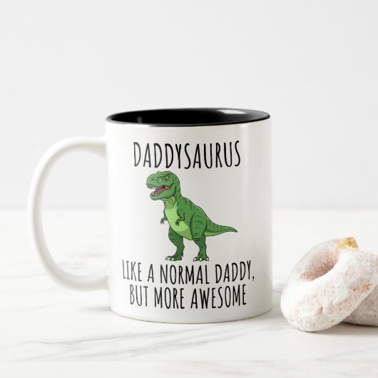 Funny Daddy Dinosaur Daddysaurus ツートーンマグカップ (ドーナツ)